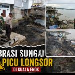 ABRASI SUNGAI PICU LONGSOR DI KUALA ENOK, BELASAN BANGUNAN DAN FASILITAS UMUM TERDAMPAK