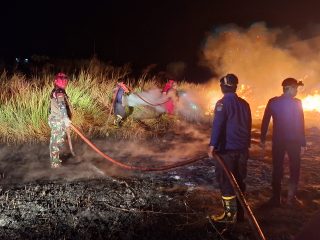 Personel Kodim 1310/Bitung Bersama Tim Damkar Pemkab Minut, Sigap Bantu Padamkan Kebakaran Lahan PT. FOI di Desa Wineru