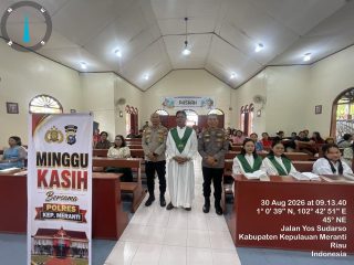 Polres Kepulauan Meranti Sasar 8 Gereja, dan Sampaikan Pesan Kamtibmas, Karhutla  beserta Pilkades dalam kegiatan minggu kasih