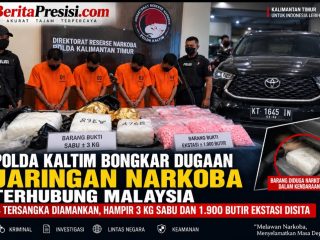 Hampir 3 Kg Sabu dan 1.900 Ekstasi Disita, Polda Kaltim Telusuri Dugaan Mata Rantai Jaringan Malaysia