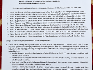 Gawat! Laporan Dugaan Korupsi Dana Desa Lubuk Hulu Terkatung 11 Tahun Di Kejari Batu Bara