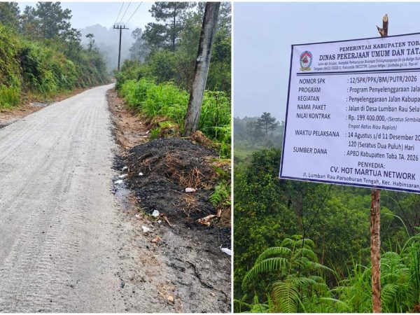 Proyek Jalan Rp199 Juta di Janjimauli, Lumban Rau Selatan di Pertanyakan Warga, Plang Informasi Baru Dipasang Usai Pengerjaan